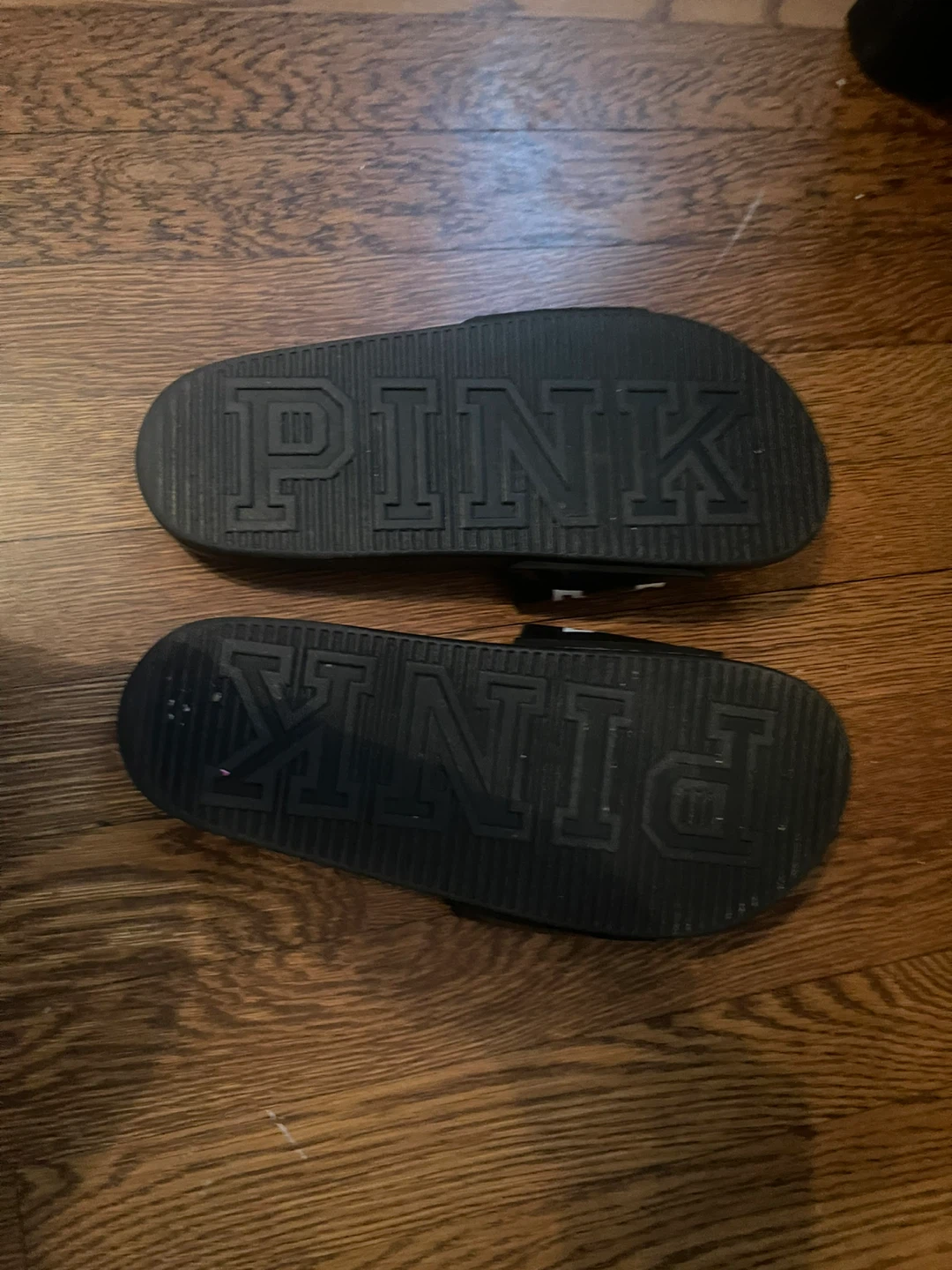 PINK Slides Sandals Black White - photo 2