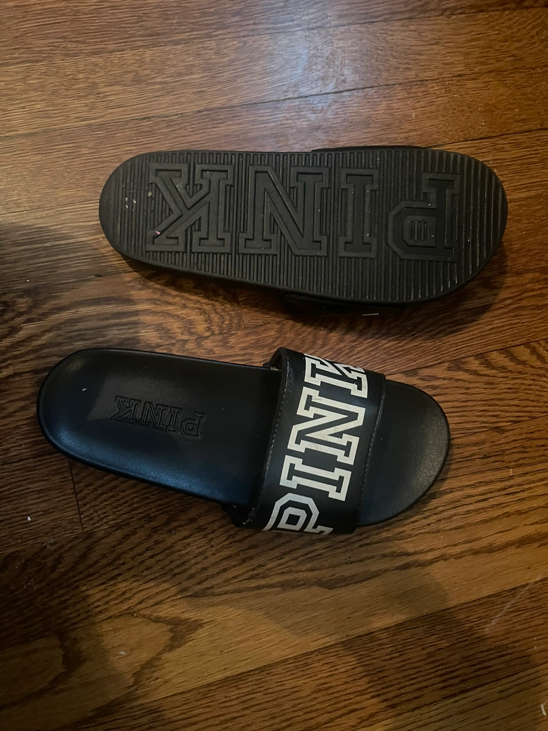 PINK Slides Sandals Black White - photo 3