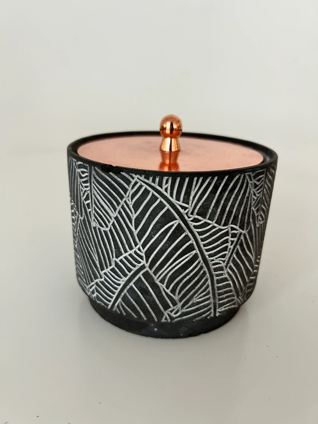 Black Decorative Container with Copper Lid