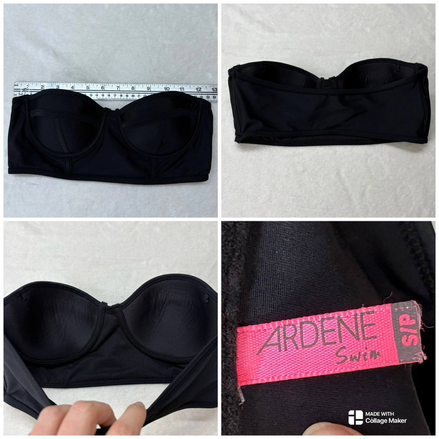 Ardene Strapless Bandeau Bikini Mid Rise 2 Piece Swimsuit S - photo 4