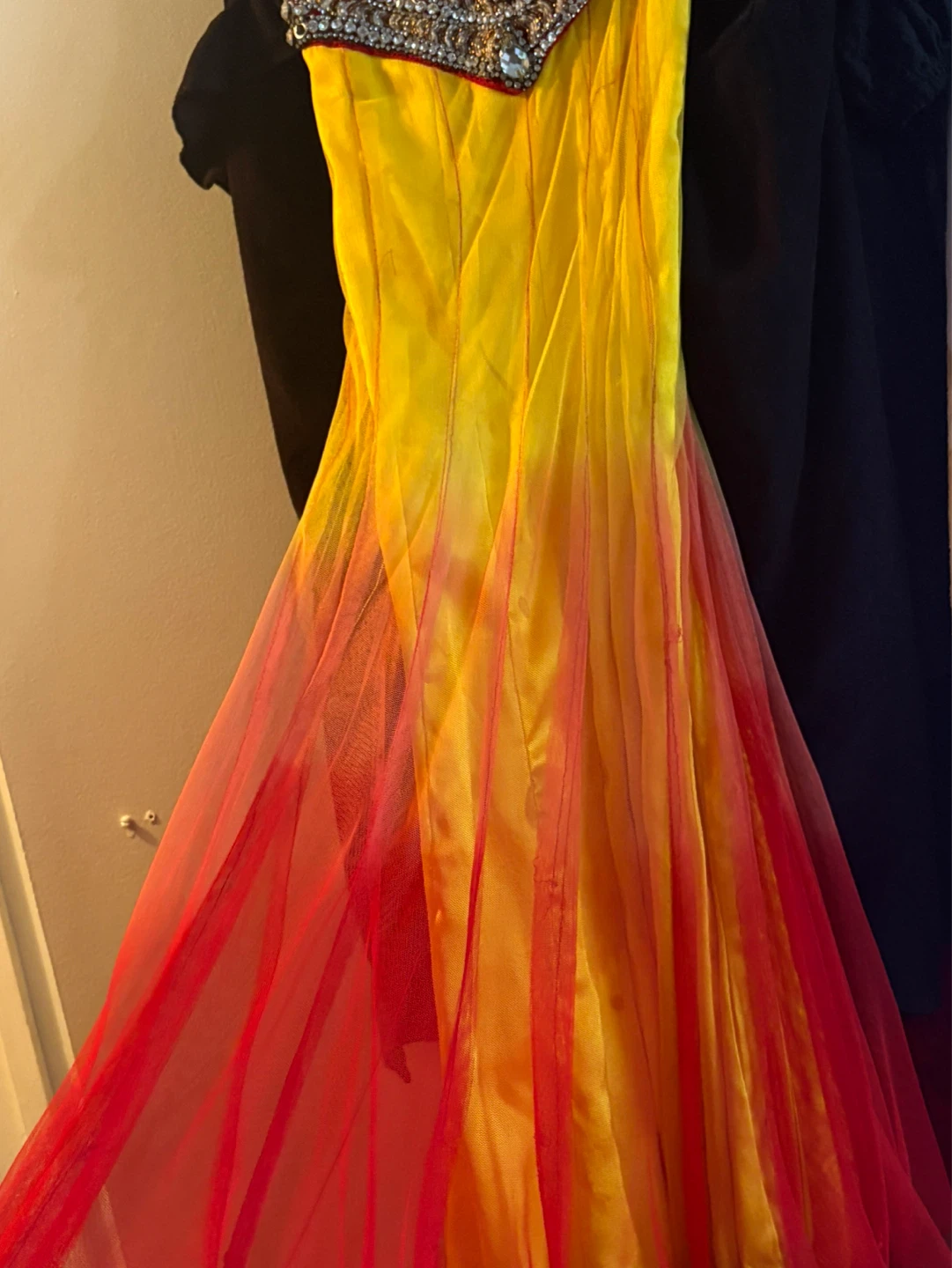 Embellished Yellow and Red Tulle Dress
