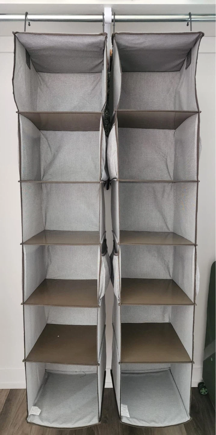 Grey Hanging Closet Organizer Shelves