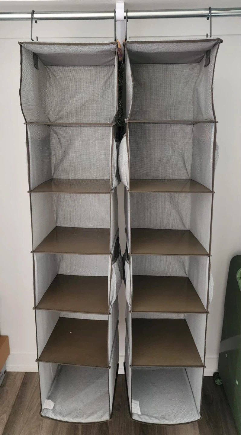 Grey Hanging Closet Organizer Shelves - photo 3