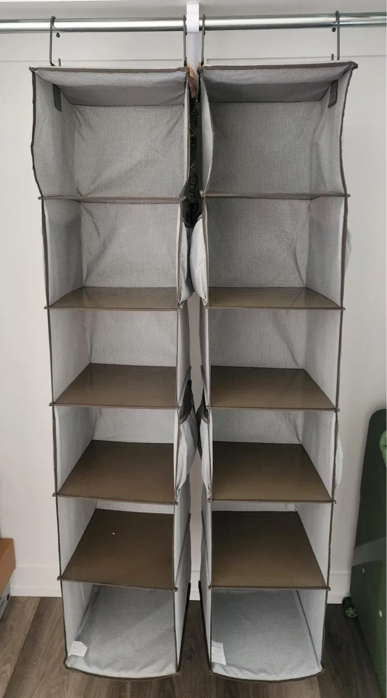 Grey Hanging Closet Organizer Shelves - photo 3