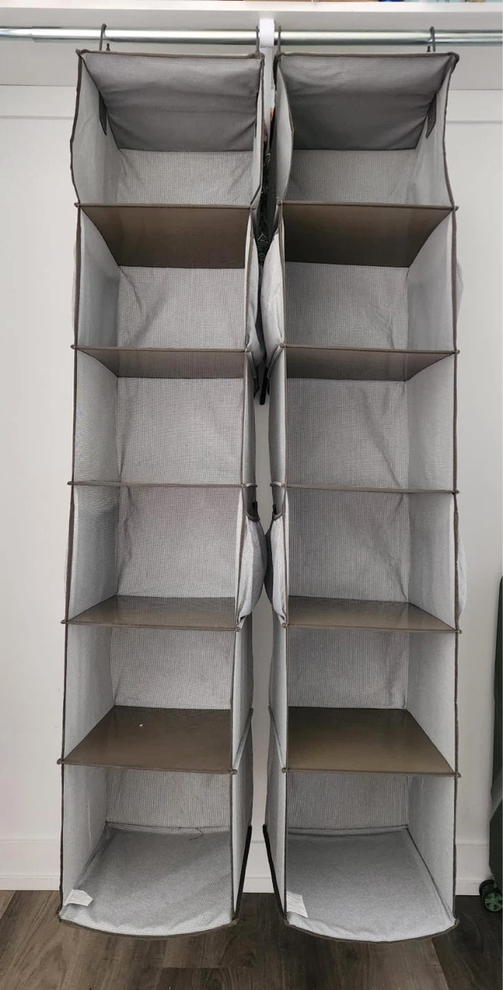 Grey Hanging Closet Organizer Shelves - photo 2