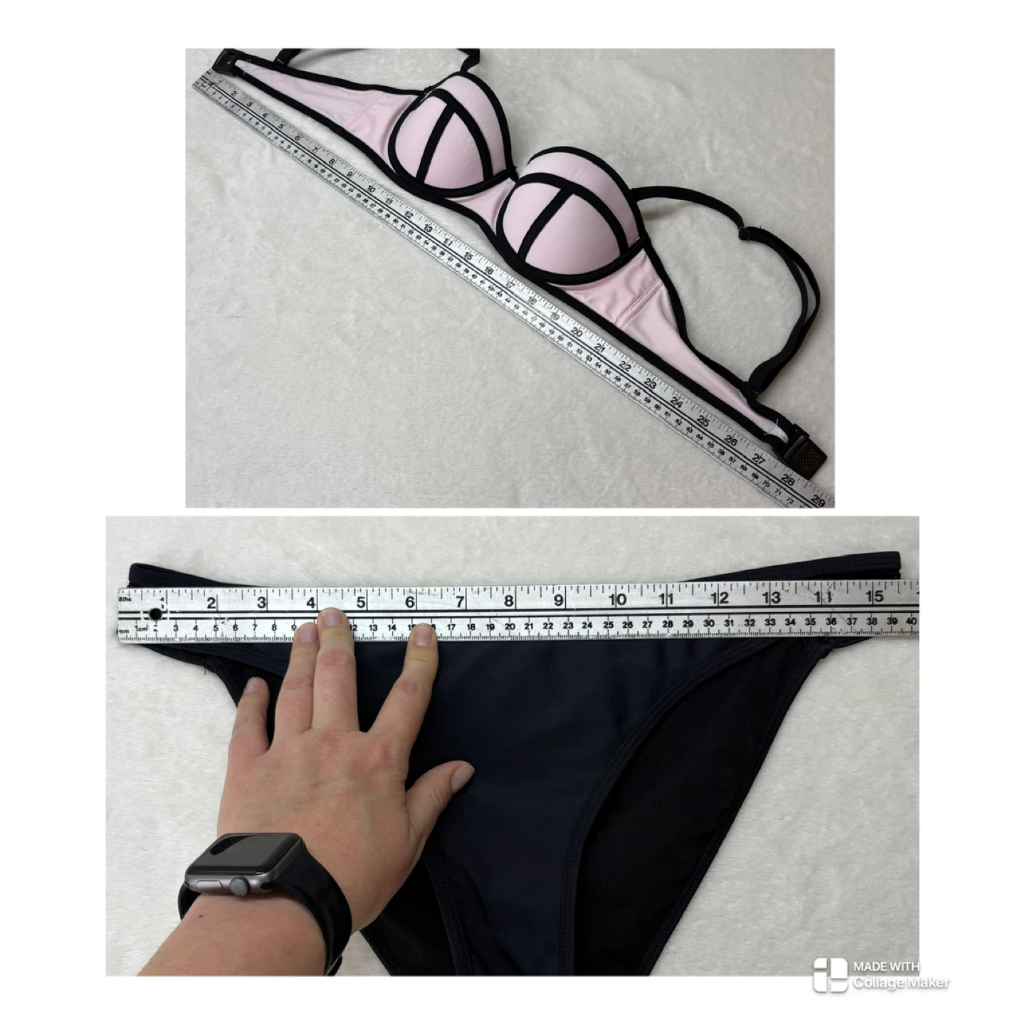 Ardene Black Pink Bandeau Bikini Set Mesh Hip Detail Size M - photo 5