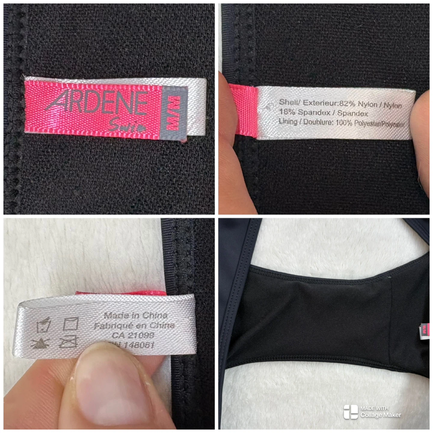 Ardene Black Pink Bandeau Bikini Set Mesh Hip Detail Size M - photo 3