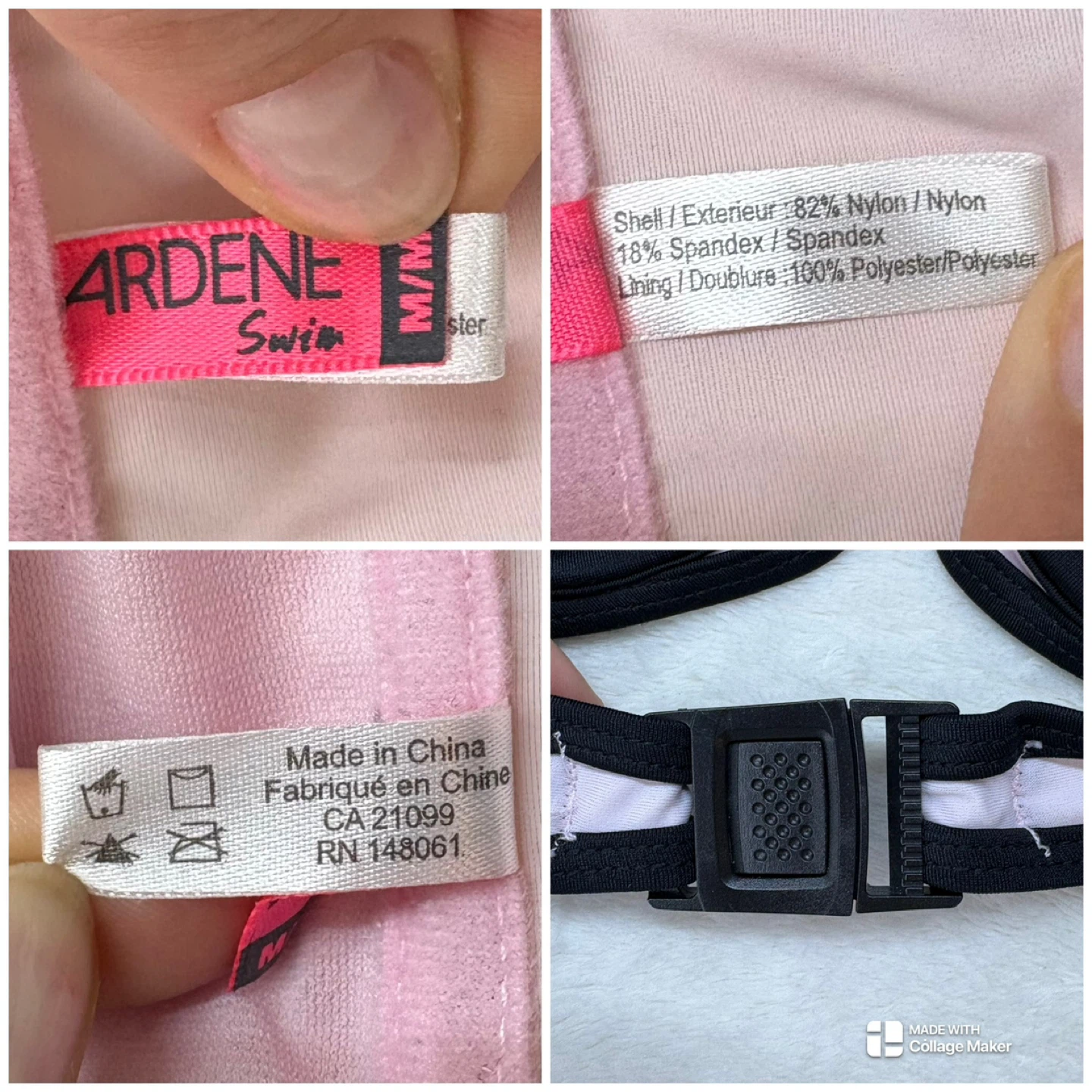 Ardene Black Pink Bandeau Bikini Set Mesh Hip Detail Size M - photo 2