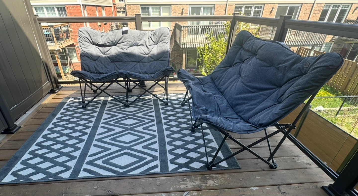 Outdoor Area Rug - Grey and White Geometric Pattern - photo 4