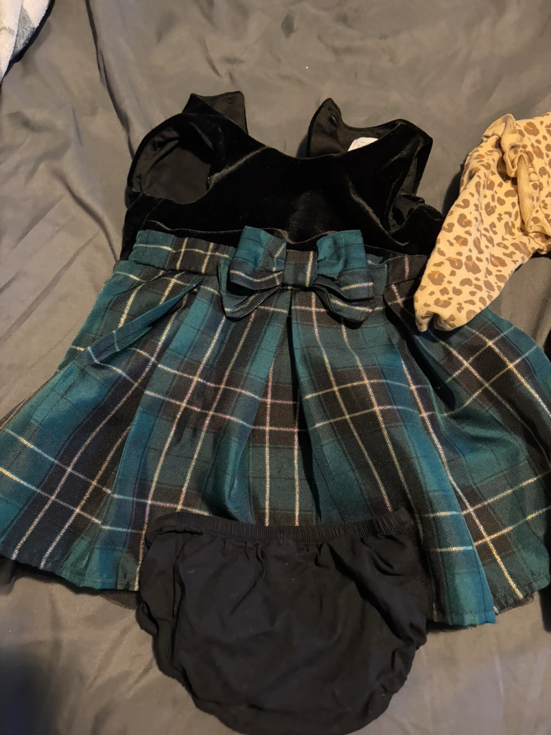 Baby Girl Dress Set - Corduroy Pinafore, Plaid Dress & Bodysuit - photo 3