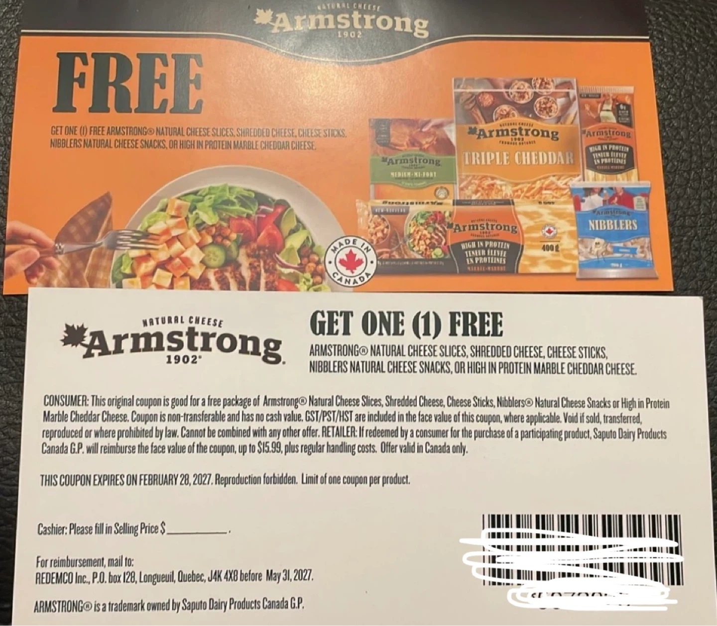 Armstrong Free Cheese Coupon - Expires Feb 28, 2027