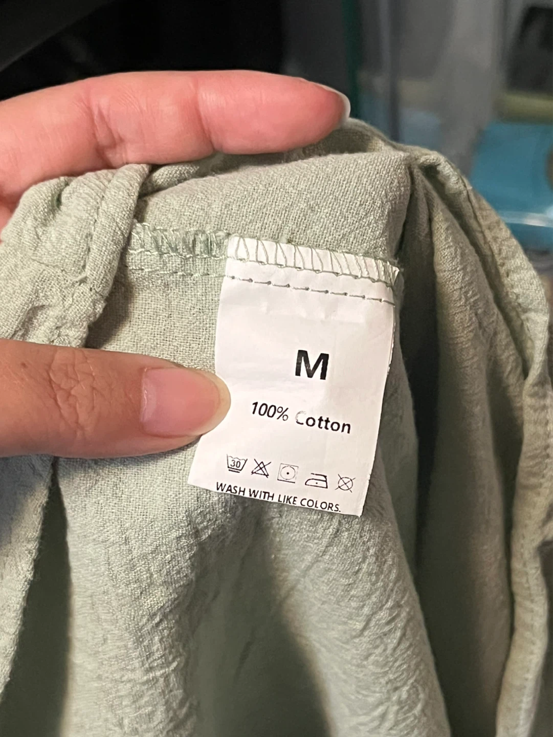 Light Green 100% Cotton Button-Up Shirt - Size M - photo 3