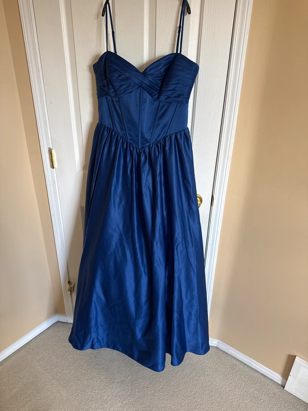 Blue Satin Prom Dress