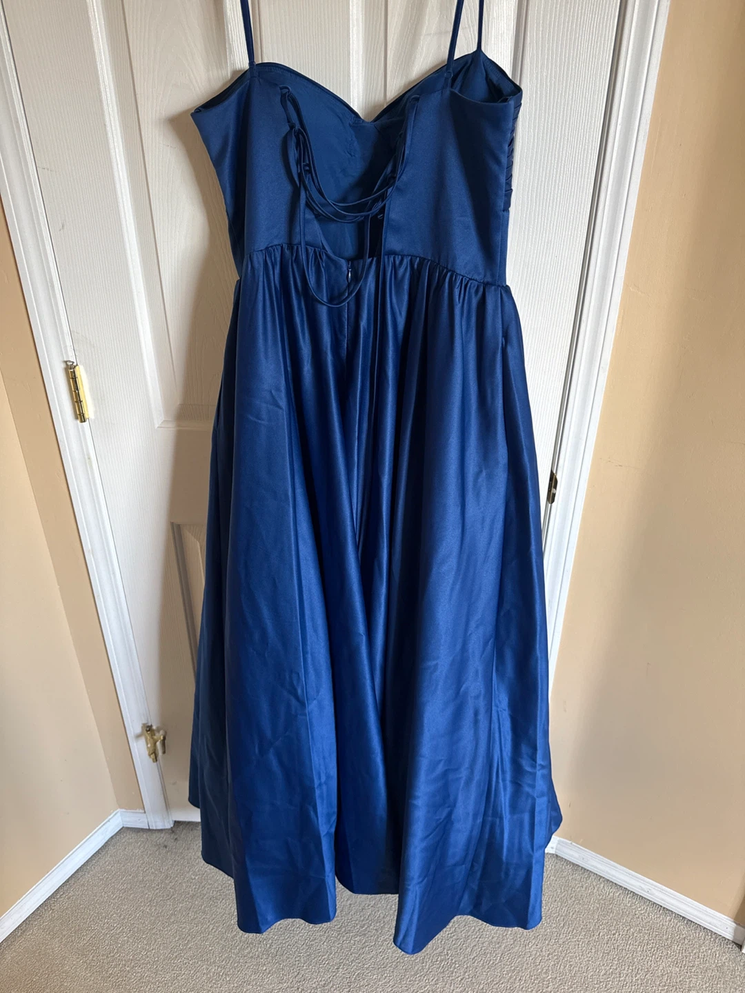 Blue Satin Prom Dress - photo 2