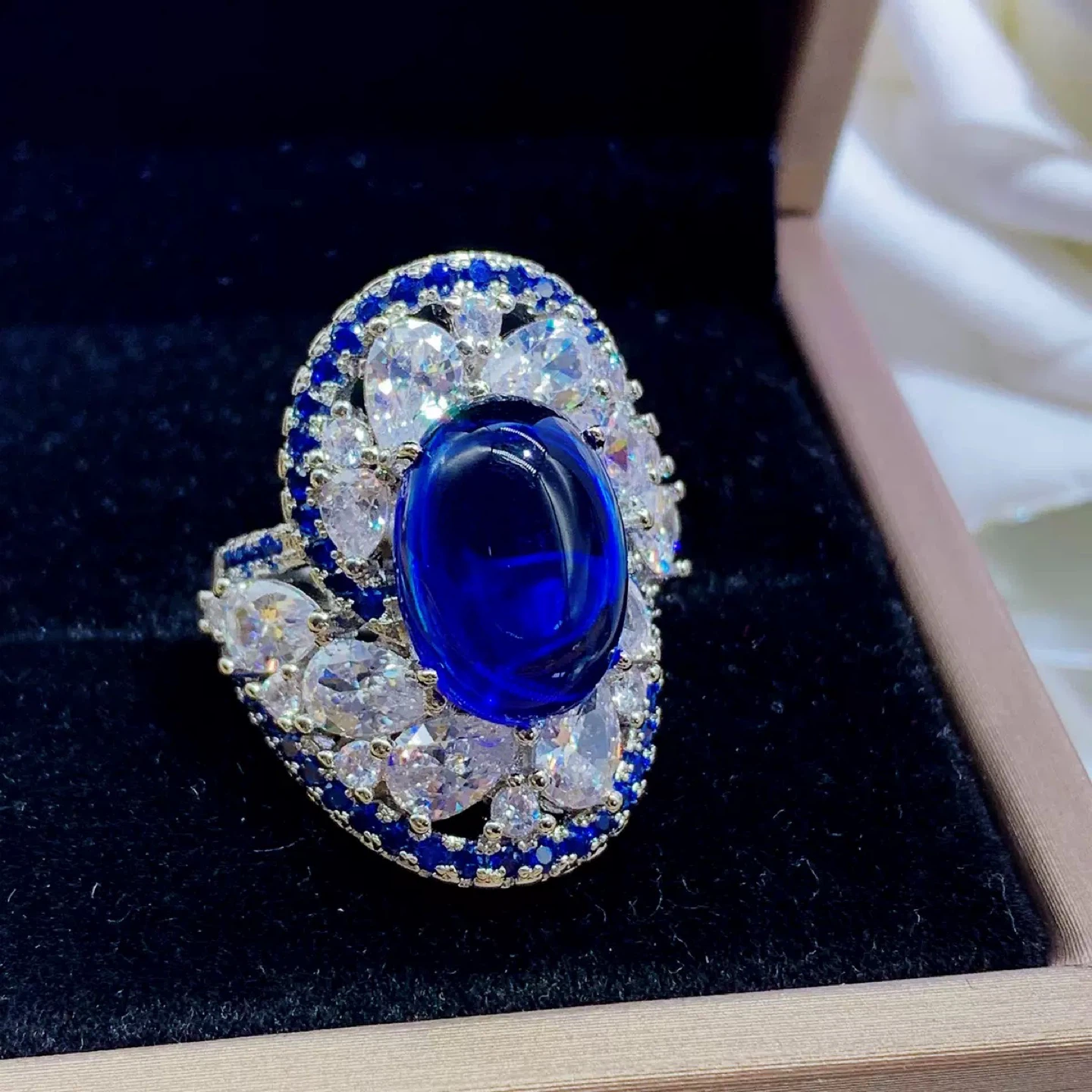 Royal Blue "Heart of the Ocean" Style Ring - Ultra Sparkle