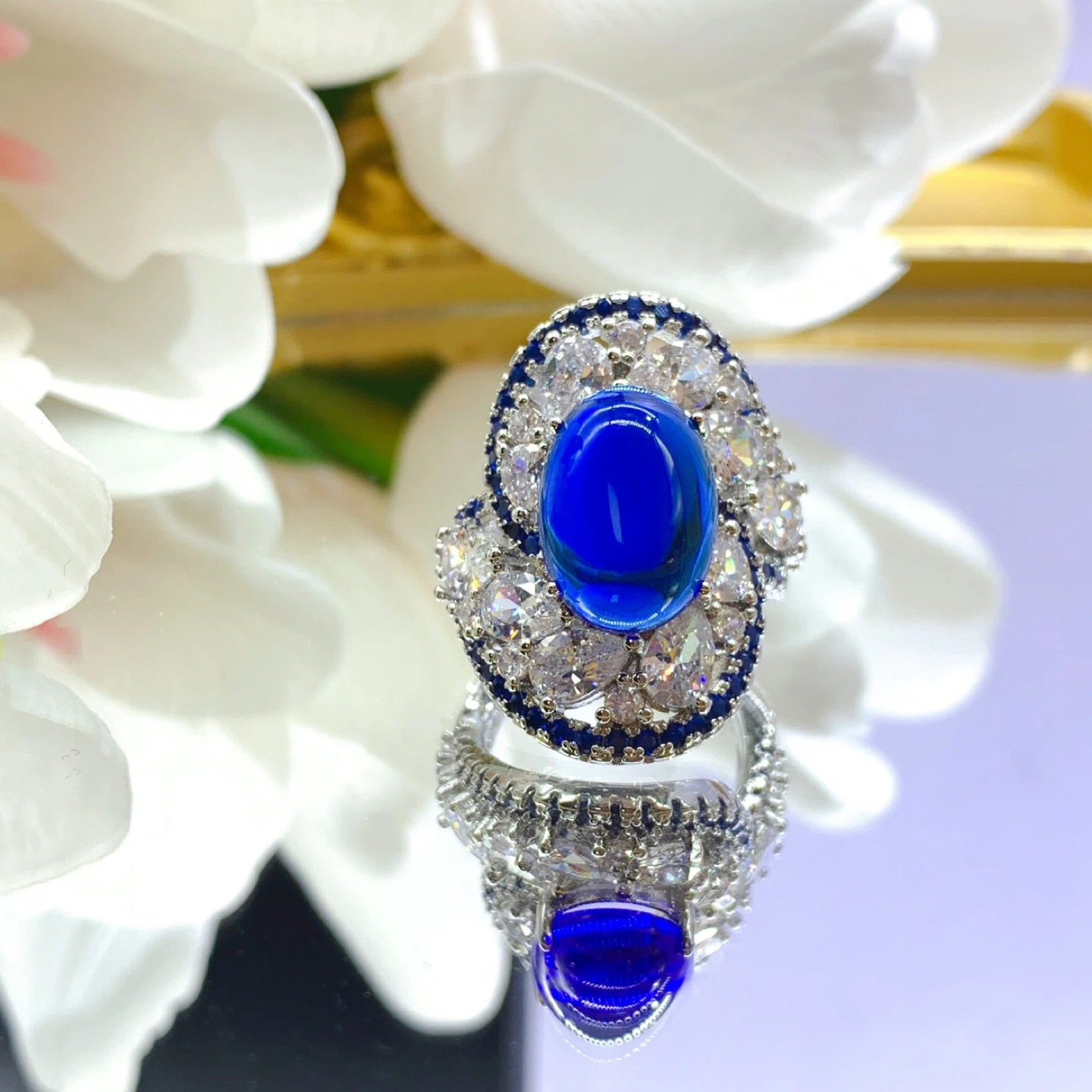 Royal Blue "Heart of the Ocean" Style Ring - Ultra Sparkle - photo 2