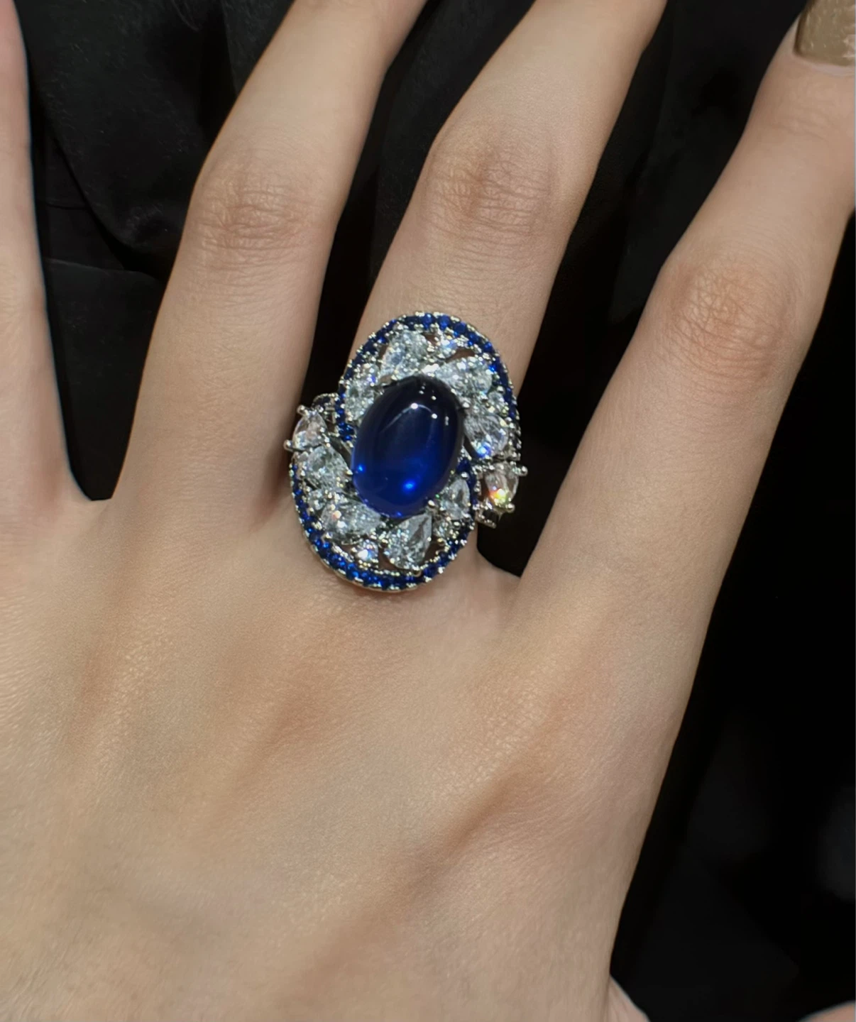 Royal Blue "Heart of the Ocean" Style Ring - Ultra Sparkle - photo 3