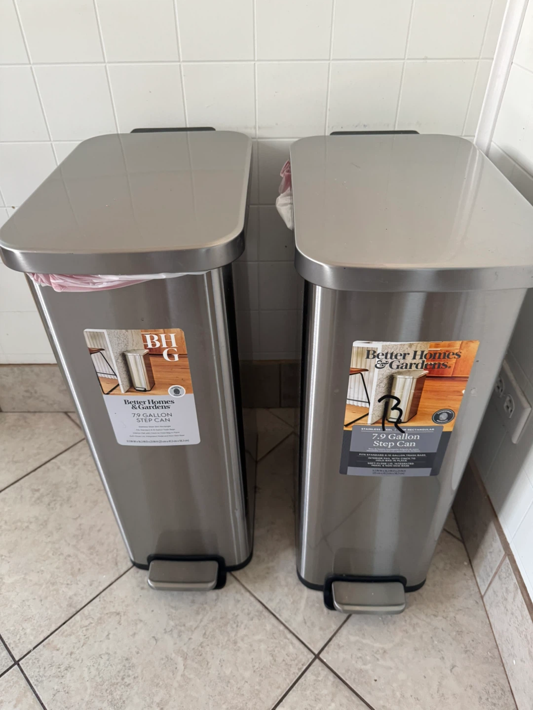 Better Homes & Gardens 7.9 Gallon Step Trash Can - 2 Pack