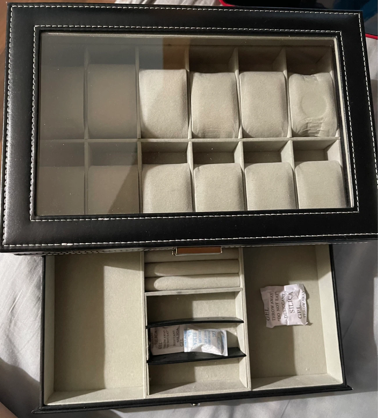 12-Slot Watch Box with Drawer and Jewelry Organizer - photo 2