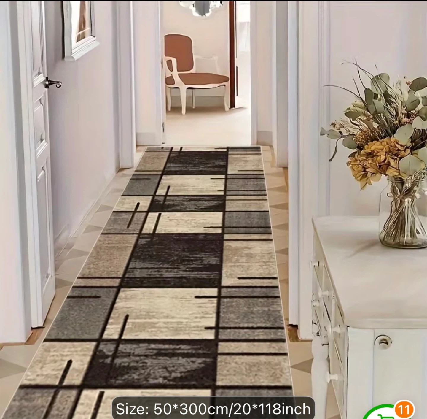 Modern Geometric Hallway Runner Rug 50x300cm
