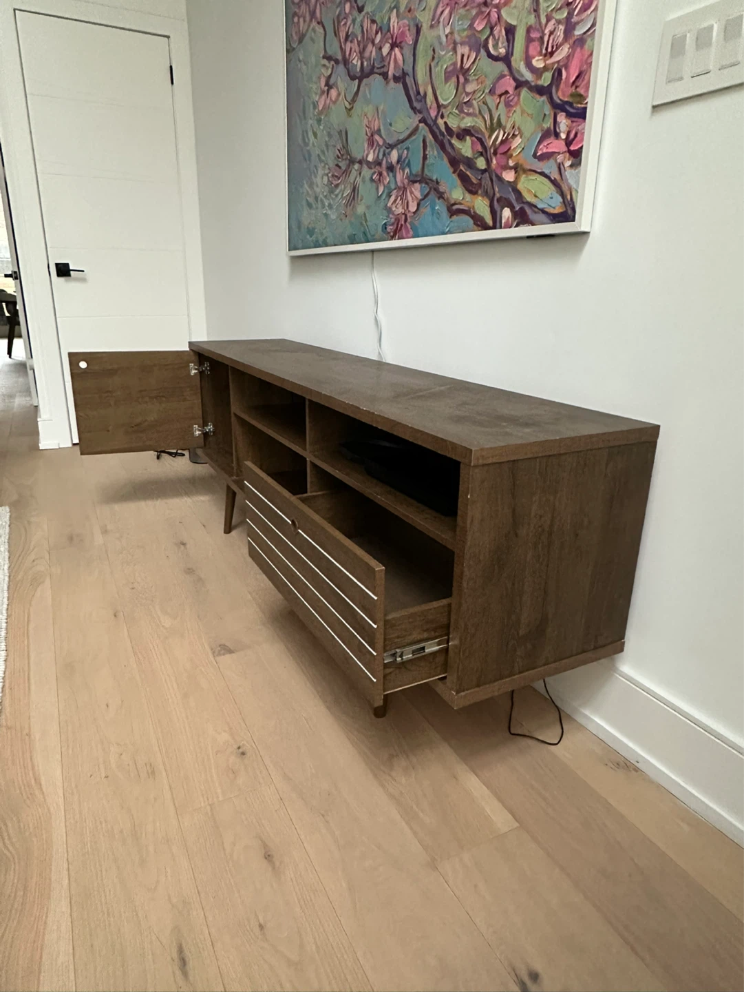 Mid-Century Modern TV Stand - 71” - Rustic Brown