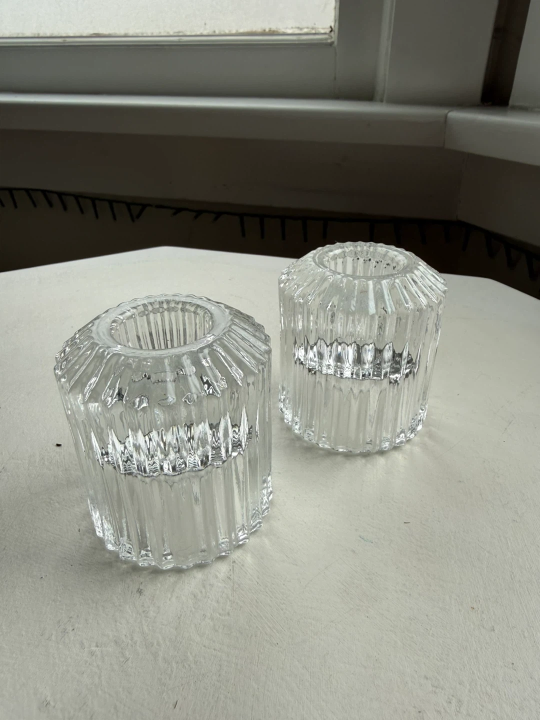 Glass tealight/taper holders set