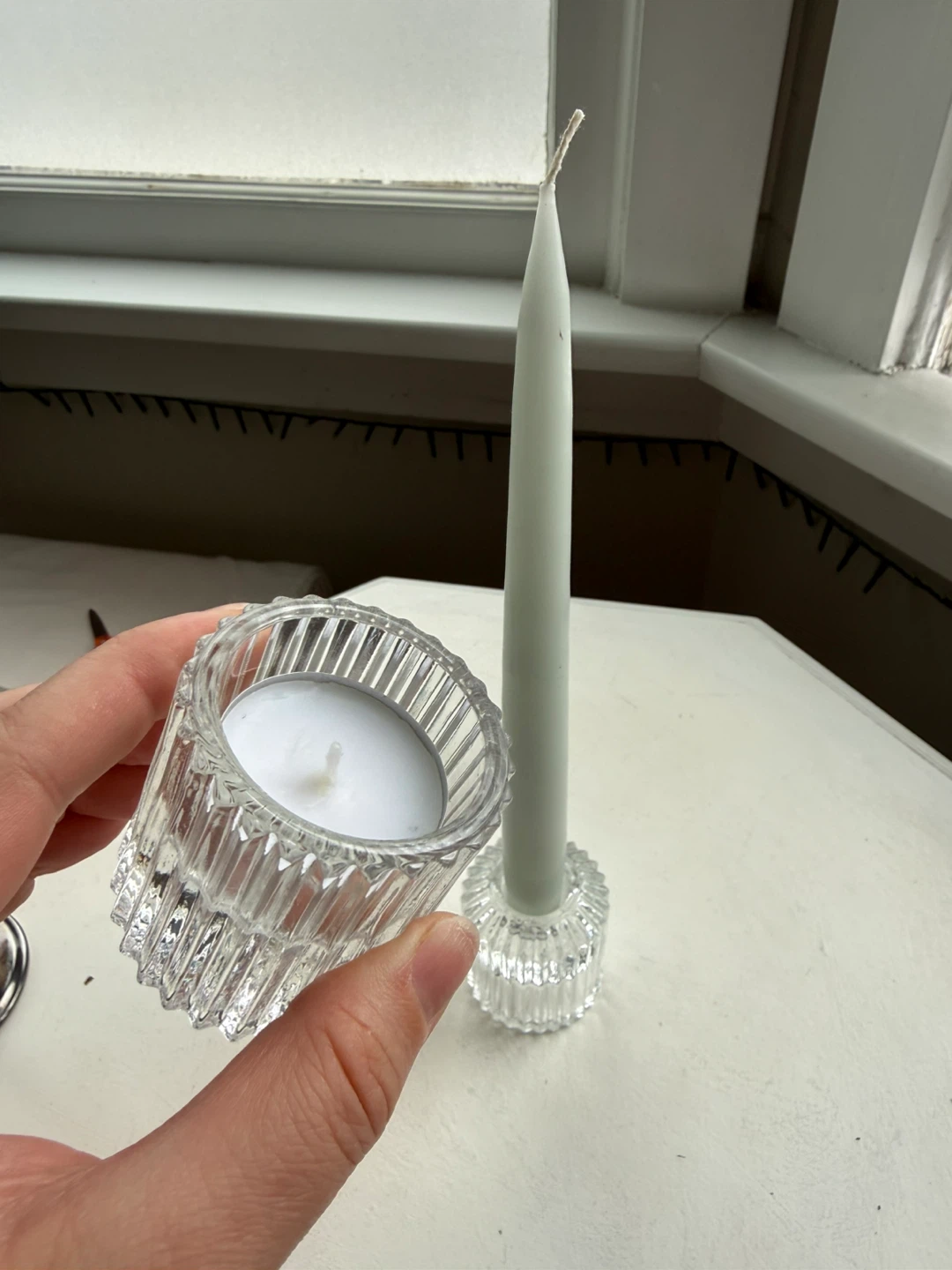 Glass tealight/taper holders set - photo 2