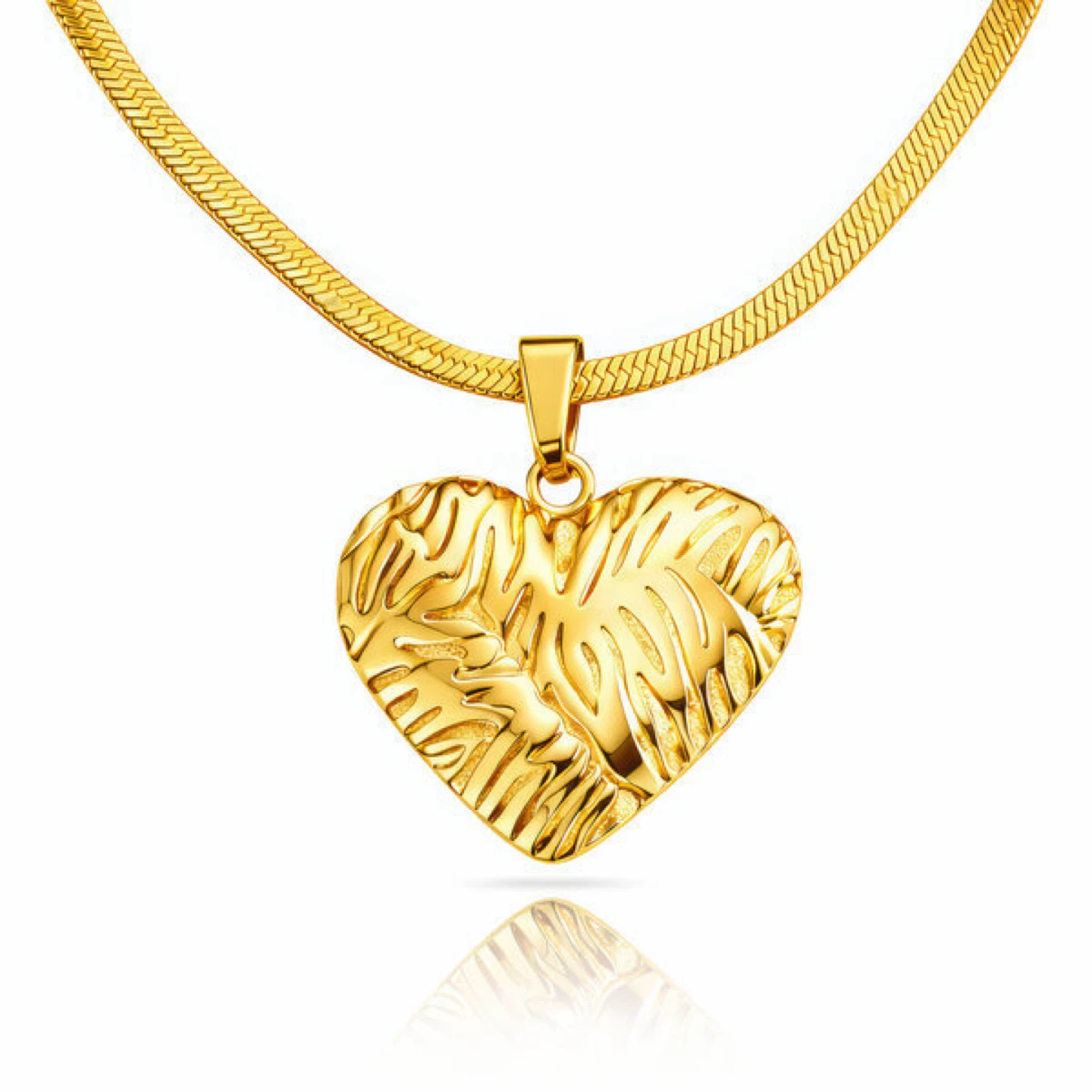 Gold Heart Necklace and Earrings Set - photo 2