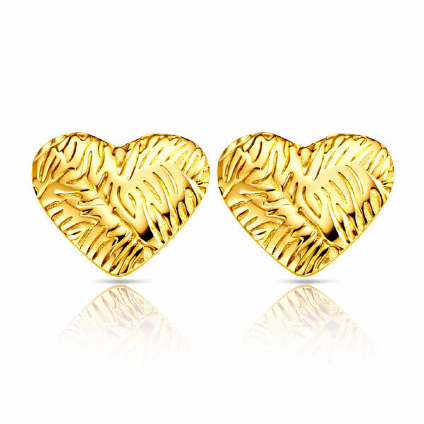 Gold Heart Necklace and Earrings Set