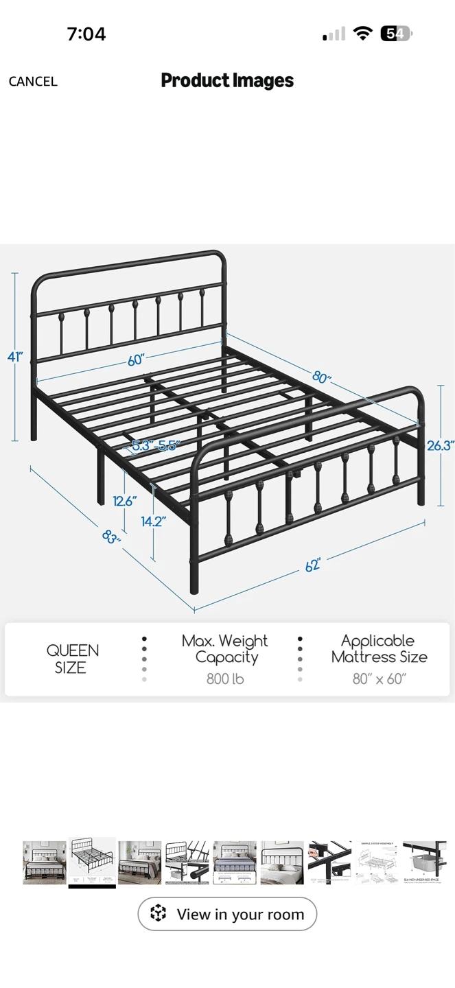 Queen Size Metal Bed Frame - photo 3