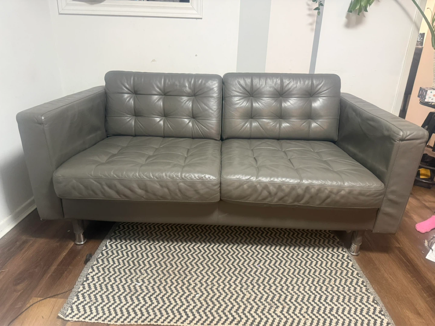 Grey Tufted Loveseat