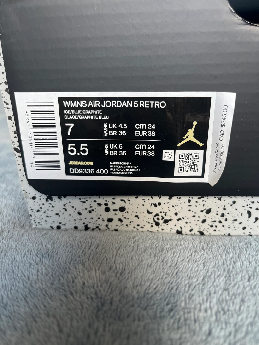Women's Air Jordan 5 Retro Ice/Blue Graphite Sneakers - Size 7 - photo 2