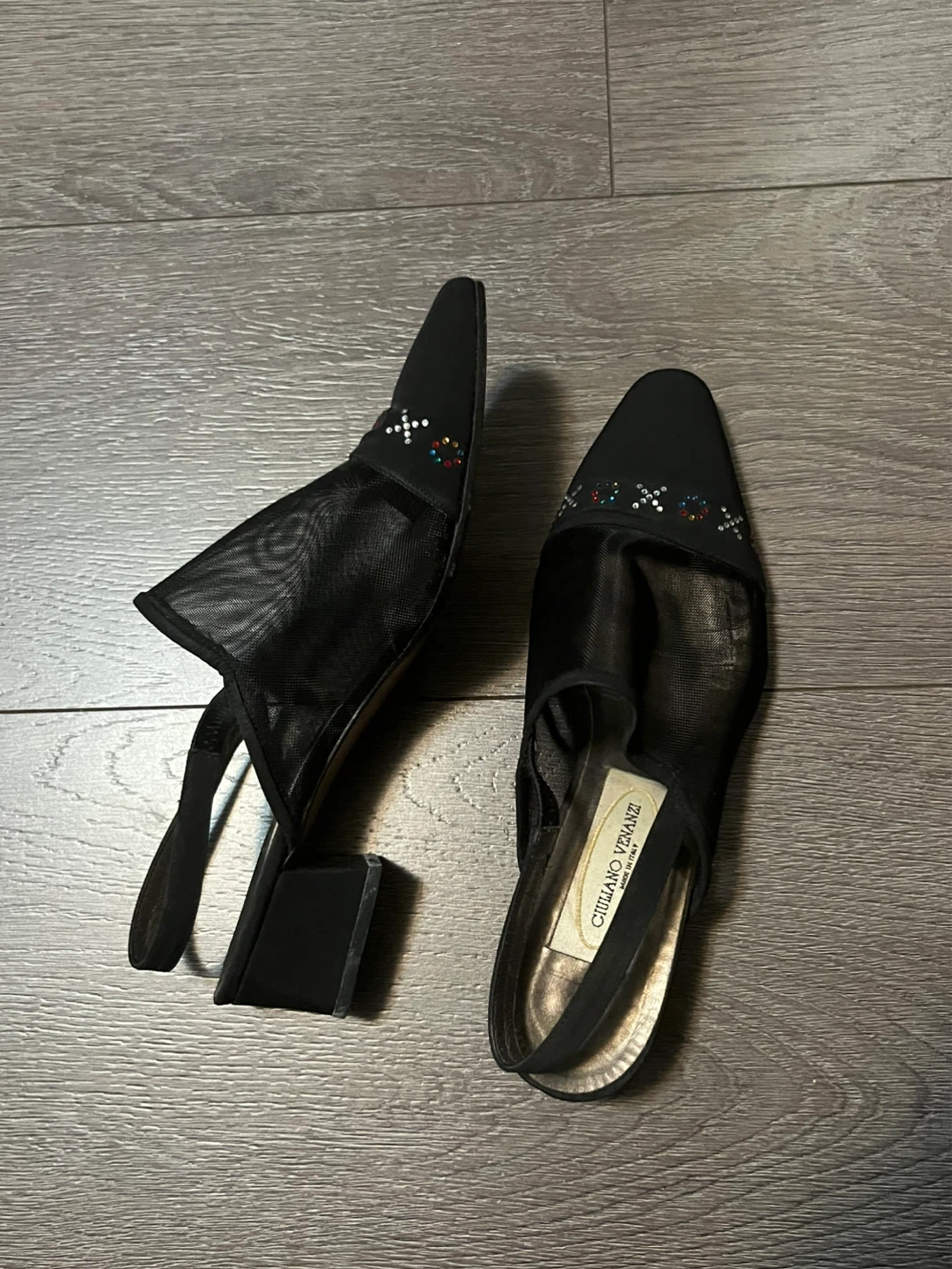 Leather Mesh Slingback Heels - photo 4