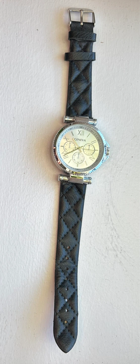 Geneva Women's Watch - Black Quilted Strap