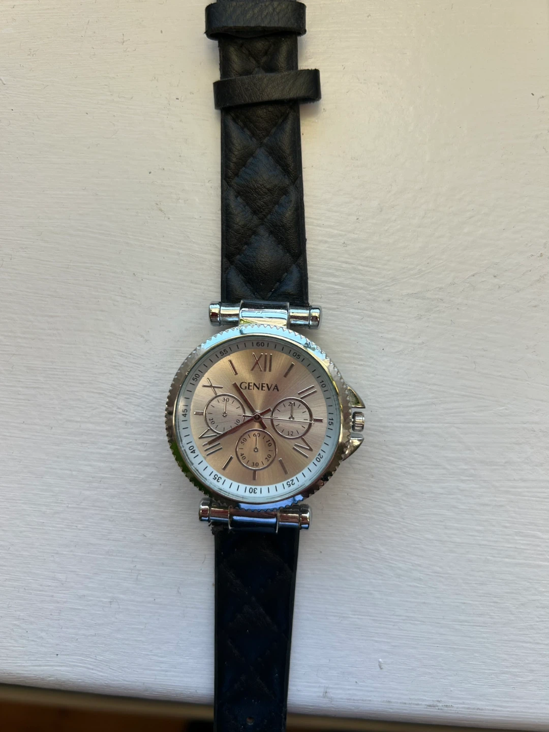 Geneva Women's Watch - Black Quilted Strap - photo 2