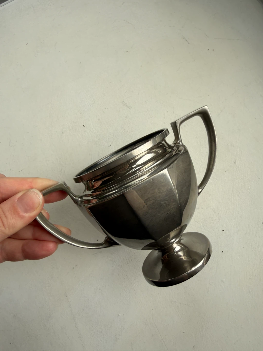 Pewter or Silver “trophy cup” bowl