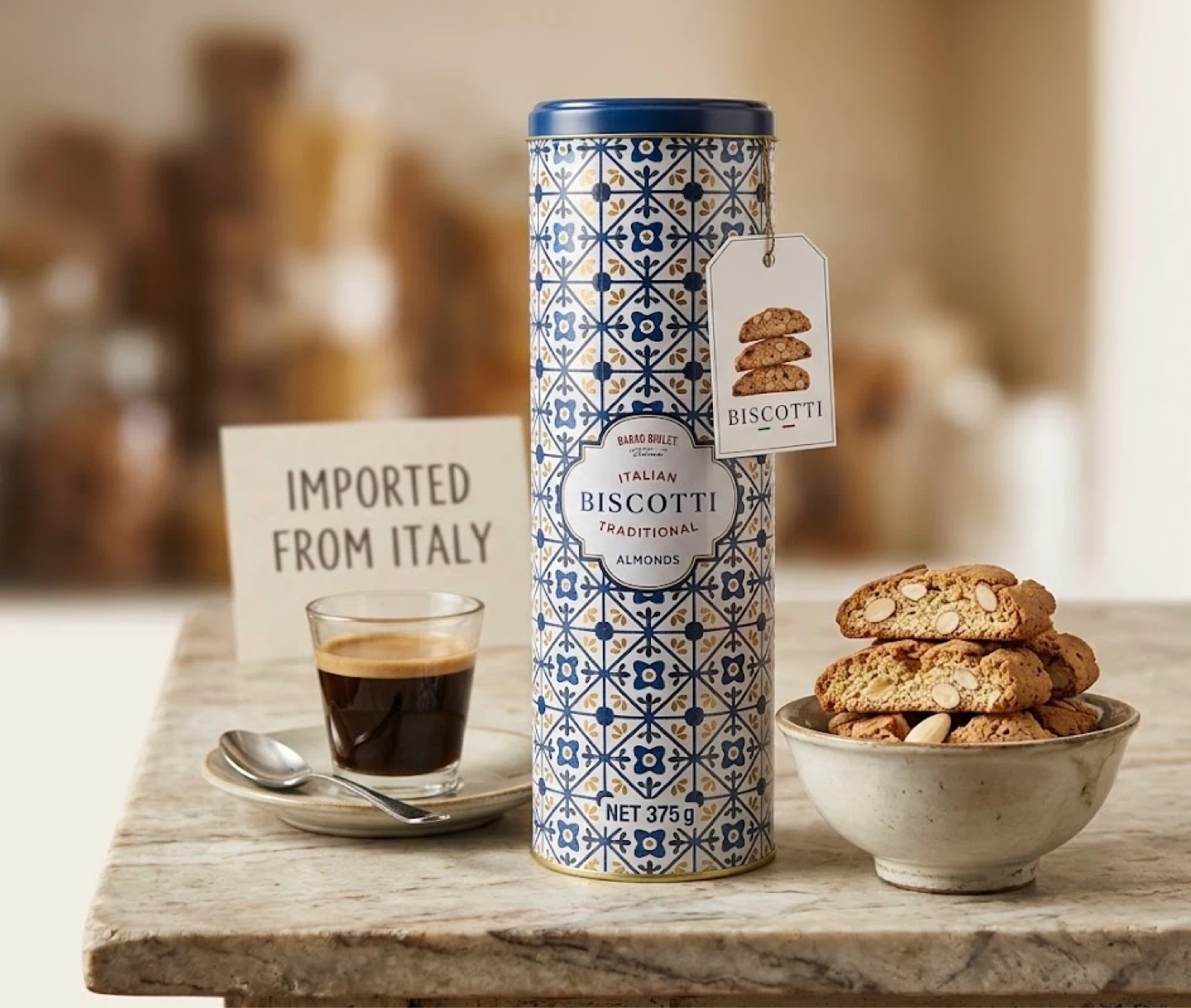 Barao Bulet Traditional Almond Biscotti Tin