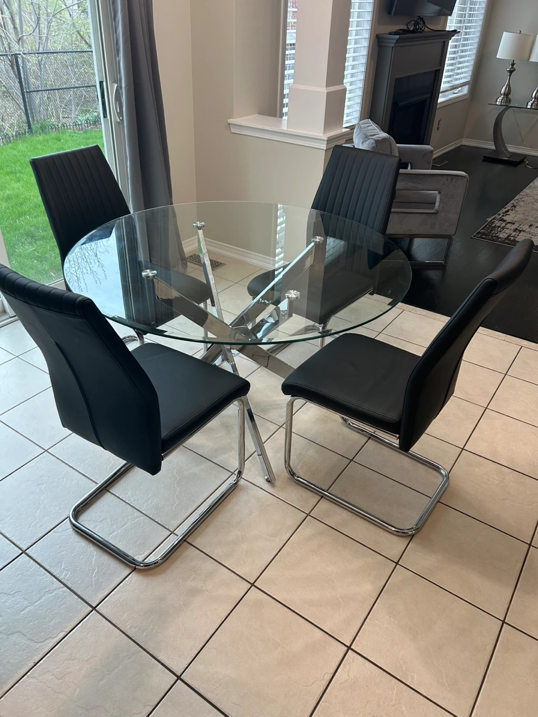 Glass Dining Table with 4 Black Chairs - photo 4