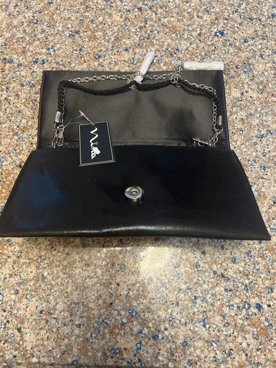 Nina Black Clutch Evening Handbag with Chain Strap - photo 3