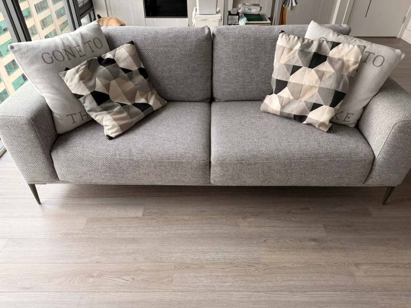 Grey Fabric Loveseat Sofa