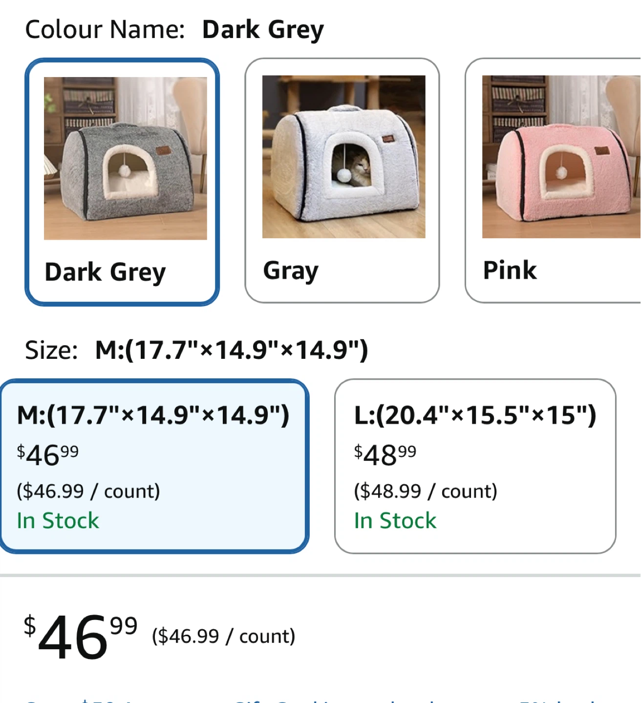 Foldable Cat Bed House - Dark Grey, Size M - photo 4