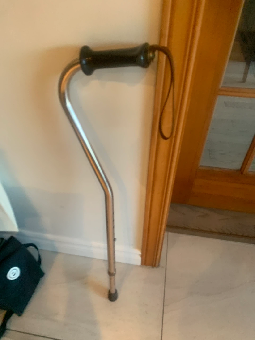 Height adjustable Walking Cane with black handle