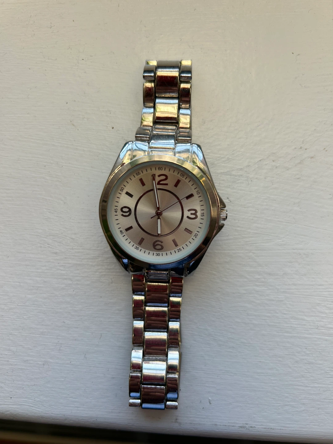 Women Silver Stainless Steel VM Analog Watch