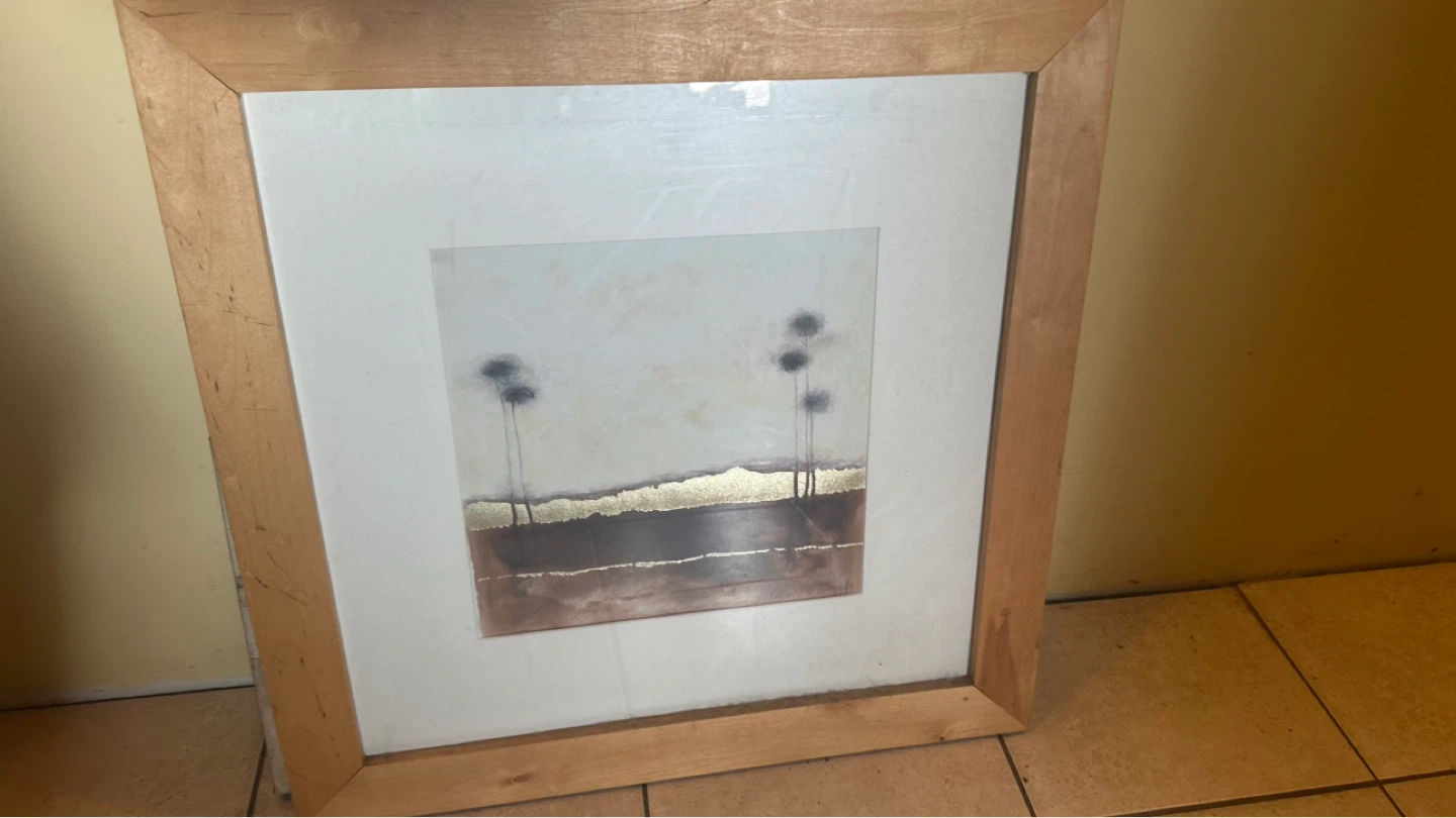 Set of 3 Framed Modern Abstract Art Canvases
