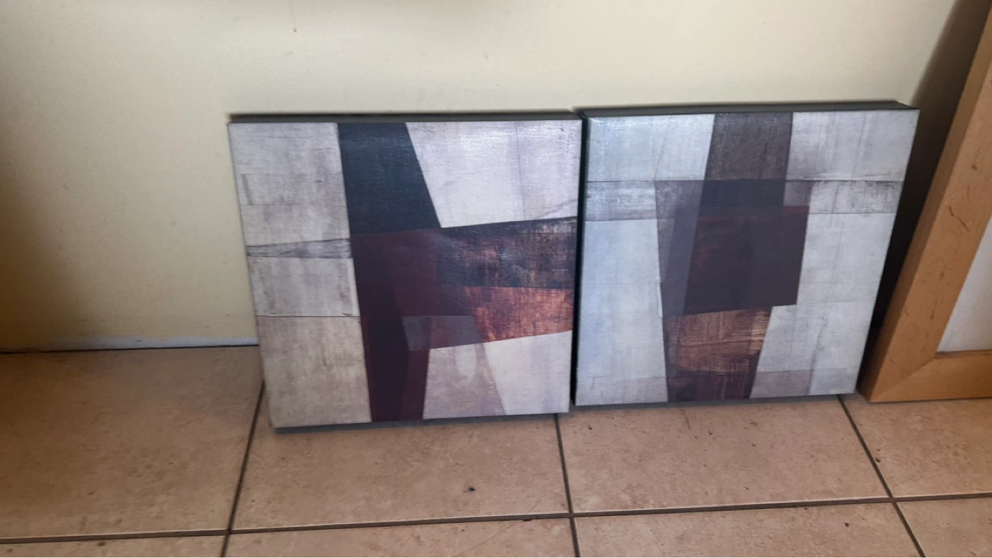 Set of 3 Framed Modern Abstract Art Canvases - photo 2