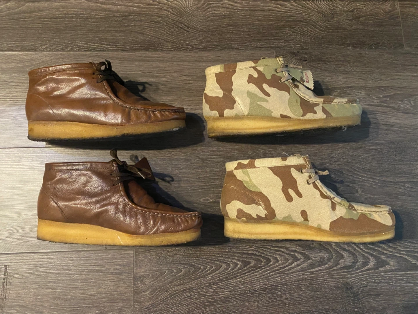 Clarks Wallabees Shoes - Brown Leather & Camo Canvas - photo 3