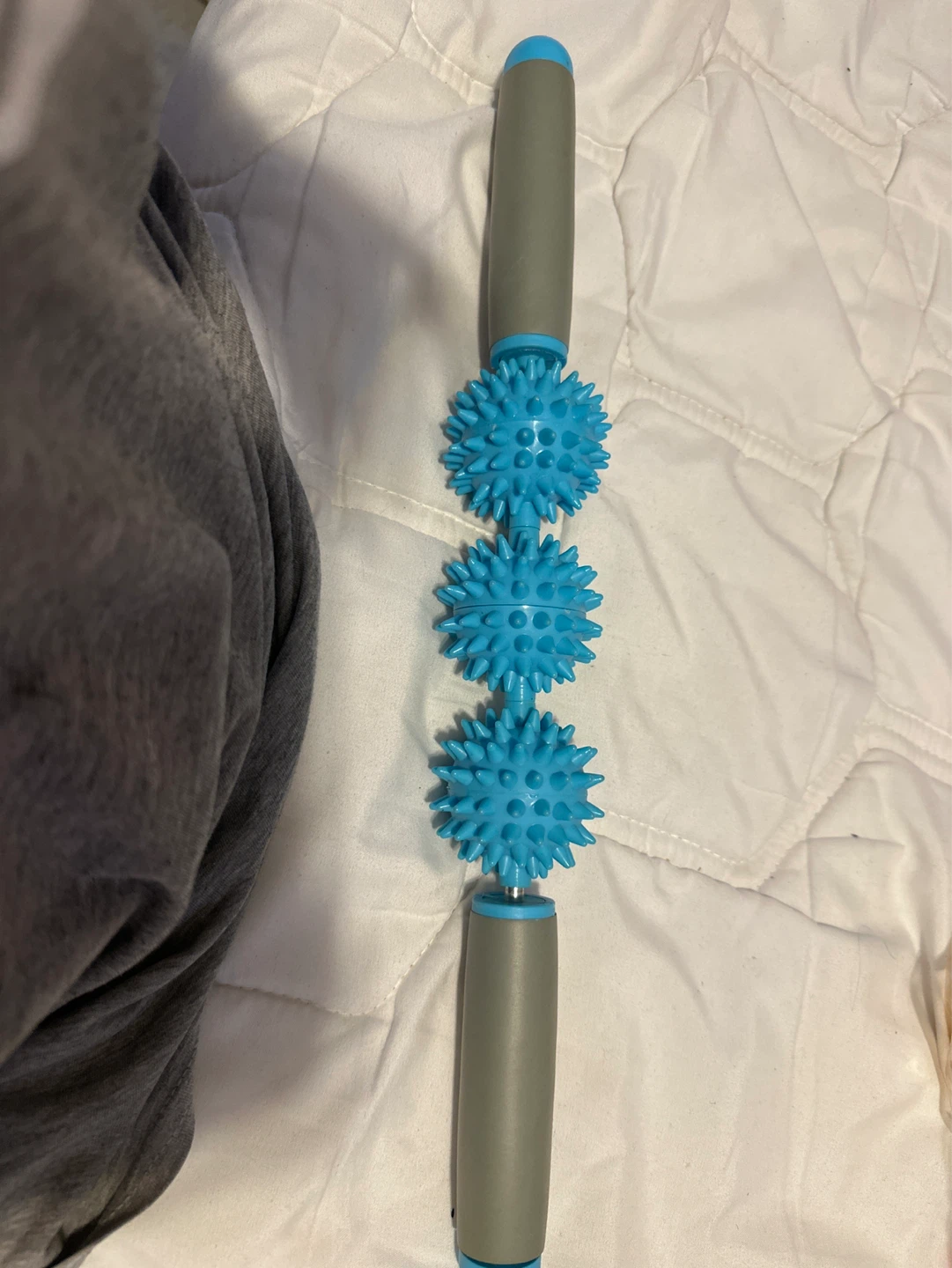 Blue Spiky Massage Roller with Handles