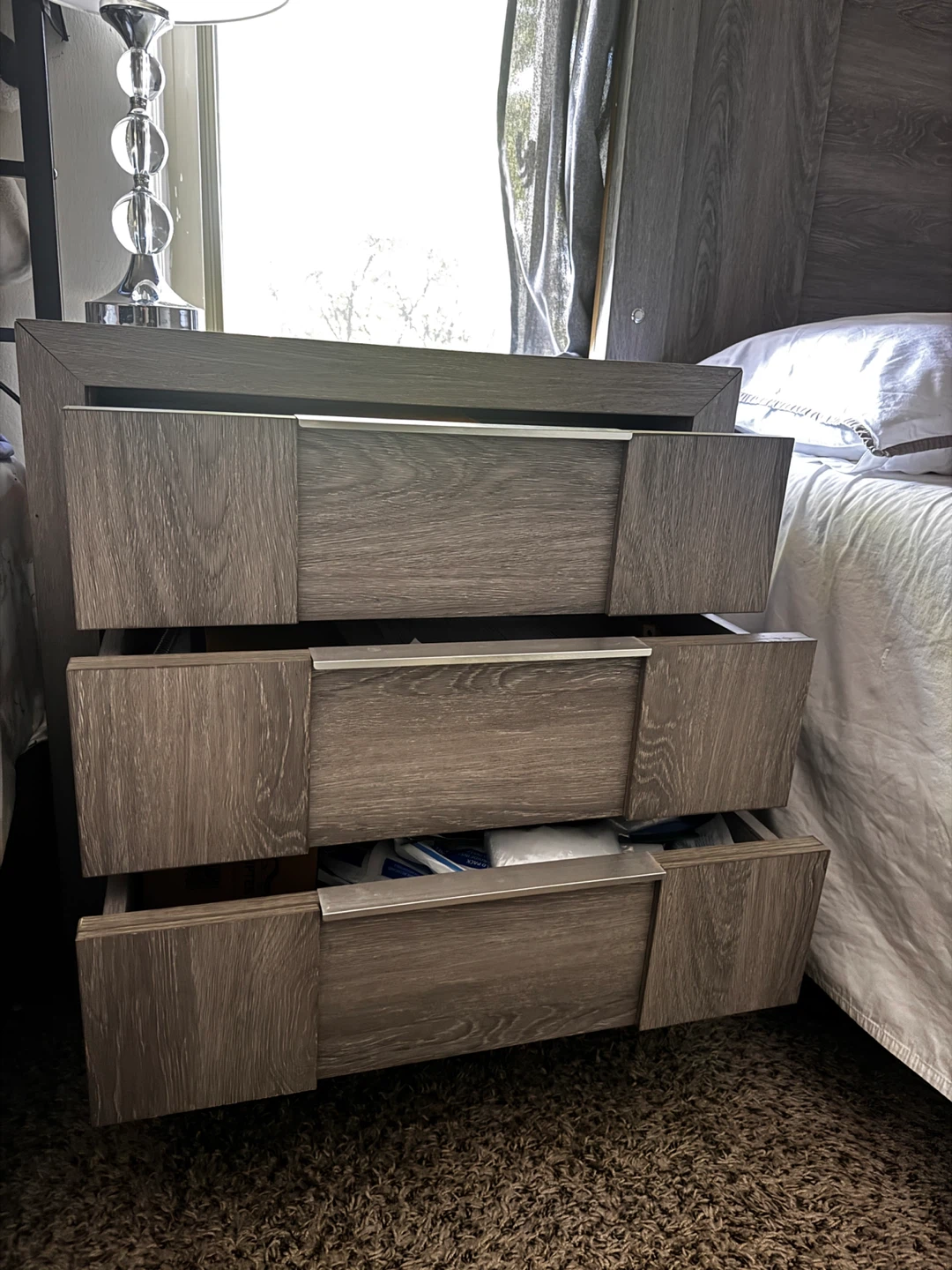 Wooden Bed Frame with Nightstand - photo 5