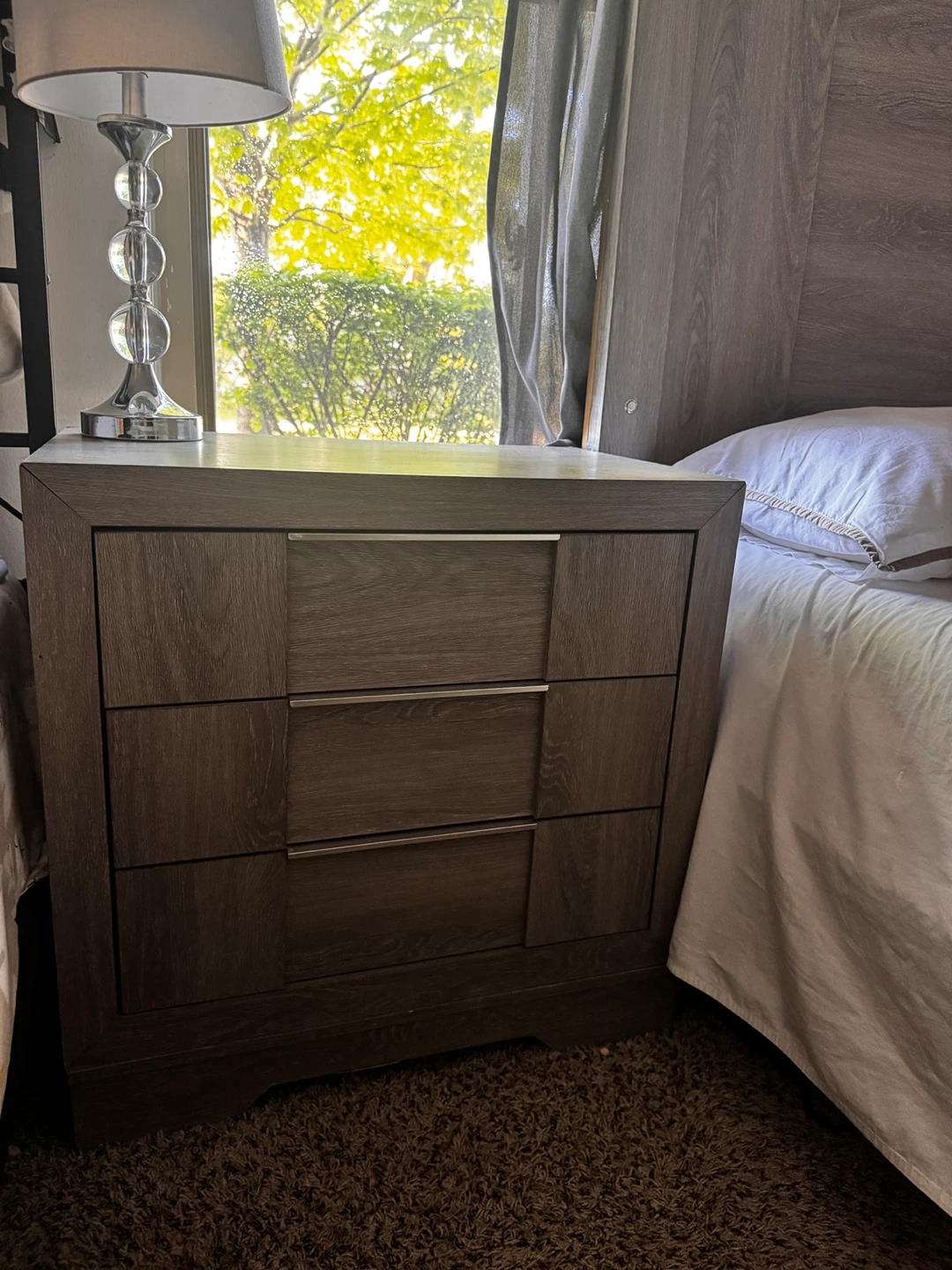 Wooden Bed Frame with Nightstand - photo 4