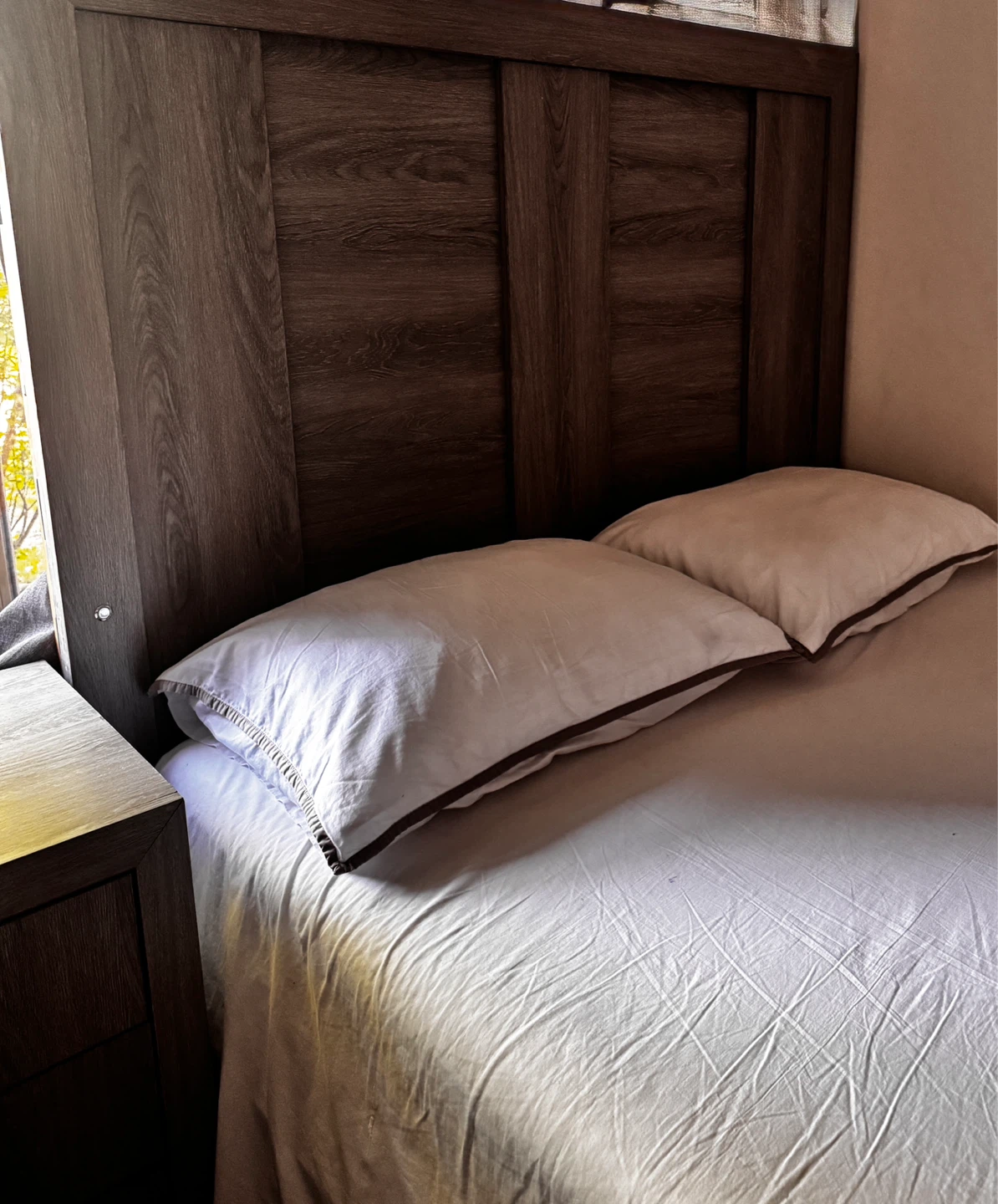 Wooden Bed Frame with Nightstand